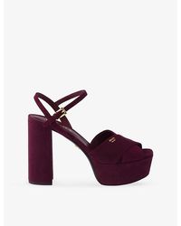 Prada - Criss-Cross Suede Heeled Platform Sandals - Lyst