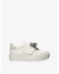 Kurt Geiger - Laney Bow-Embellished Leather Low-Top Trainers - Lyst