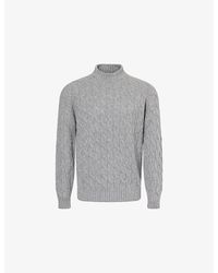 Eleventy - Cable-Knitted Long-Sleeve Wool-Cashmere Blend Jumper - Lyst