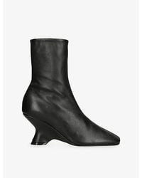 Dries Van Noten - Wedge Leather Ankle Boots - Lyst