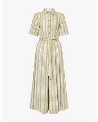 ME+EM - Striped Wide-Leg Cropped Linen And Cotton-Blend Jumpsuit - Lyst
