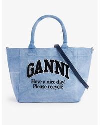 Ganni - Easy Shopper Small Recycled-cotton Tote Bag - Lyst