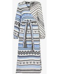 Devotion Twins - Ariel Geometric-pattern Cotton Maxi Dress - Lyst