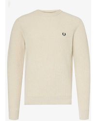 Fred Perry - Logo-embroidered Ribbed Wool-knit Jumper X - Lyst