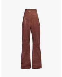 Rick Owens - Hen Dirt Straight-leg High-rise Crinkled Leather Trousers - Lyst