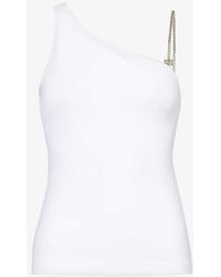 Givenchy - Asymmetric-neck Ribbed Stretch-cotton Top - Lyst