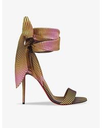 Christian Louboutin - Sandale Du Désert 100 Ribbon-tie Graphic-print Satin-crepe Heeled Sandals - Lyst
