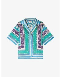 Sandro - Collared Flower-Print Woven Shirt - Lyst