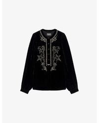 Zadig & Voltaire - Tigy Embroidered Silk And Velvet-Blend Blouse - Lyst