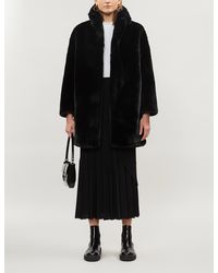 Sandro Notch-lapel Faux-fur Coat - Black