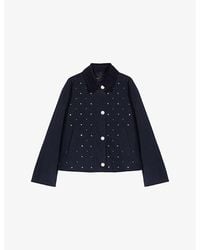 Maje - Stud-Embellished Corduroy-Collar Stretch Cotton-Blend Jacket - Lyst
