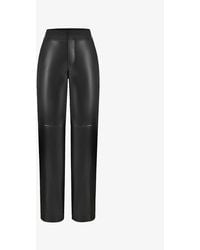 House Of Cb - Omaria Wide-leg Mid-rise Pu-leather Trousers - Lyst