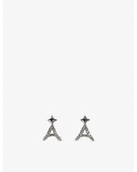 Astrid & Miyu - Cosmic Star Illusion Rhodium-Plated Sterling And Cubic Zirconia Stud Earrings - Lyst