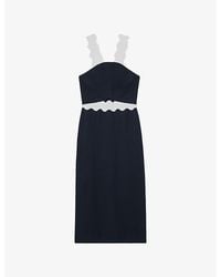 Reiss - Dillon Contrast-Strap Woven Midi Dress - Lyst