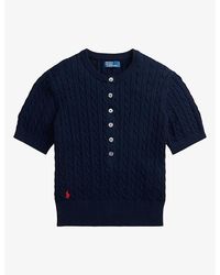 Polo Ralph Lauren - Brand-Embroidered Cable-Knitted Cotton Jumper - Lyst