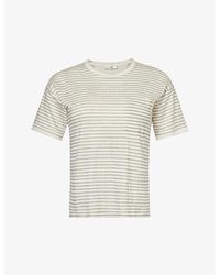 FRAME - Stripe-print Organic-linen T-shirt - Lyst
