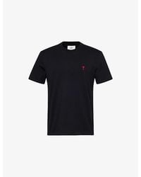 Ami Paris - Regular-Fit Embroidered-Logo Cotton-Jersey T-Shirt - Lyst