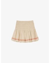 Reiss - Catie Shirred-Waist Cotton-Blend Mini Skirt - Lyst