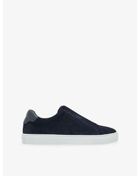 Reiss - Dark Emil Suede Slip-On Elasticated Trainers - Lyst