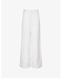 PAIGE - Greyson Wide-Leg Linen-Blend Trousers - Lyst