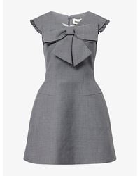 ShuShu/Tong - Bow-Embellished Wool-Blend Midi Dress - Lyst