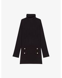 Maje - Ribbed High-Neck Stretch-Knit Mini Dress - Lyst