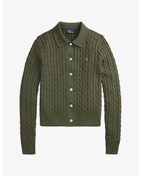 Polo Ralph Lauren - Brand-Embroidered Cable-Knitted Cotton Cardigan - Lyst