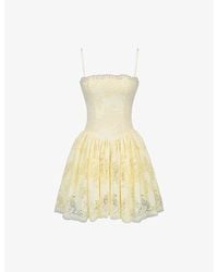 House Of Cb - Chloe Broderie-Anglaise Cotton-Blend Mini Sundress - Lyst