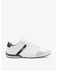 BOSS - Logo-Emed Lace-Up Leather Low-Top Trainers - Lyst