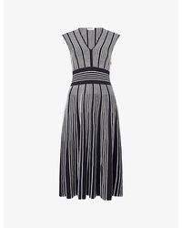Max Mara - Striped Sleeveless Knitted Midi Dress - Lyst
