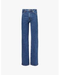 FRAME - The Ruler High-Rise Straight-Leg Stretch-Denim Jeans - Lyst