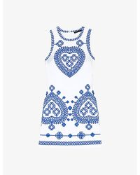 Maje - Embroidered Sleeveless Stretch-cotton Mini Dress - Lyst