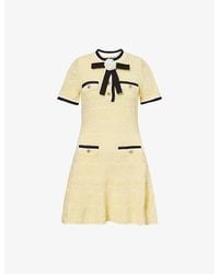 Self-Portrait - Contrast-Trim Pointelle Cotton-Knit Mini Dress - Lyst