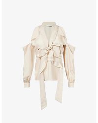 Acne Studios - Cut-Out Shoulder Bow Fluid Blouse - Lyst