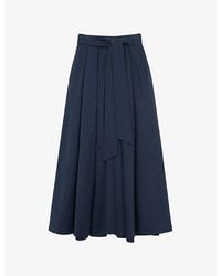 Reiss - Simone Tie-Waist Stretch Cotton-Blend Maxi Skirt - Lyst