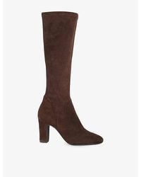 Dune - Simple Faux-Suede Heeled Knee-High Boots - Lyst