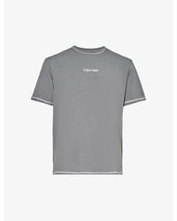 Calvin Klein - Crewneck Ribbed-trim Recycled Cotton-blend T-shirt X - Lyst