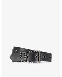 The Kooples - Chain-Embellished Logo-Embossed Leather Belt - Lyst