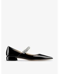 Jimmy Choo - Bing 25 Crystal-embellished Patent-leather Flats - Lyst