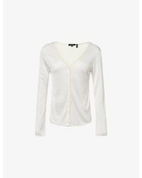 Theory - Rolled-Edge Fine-Knit Cardigan - Lyst