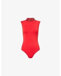 GRACE FAENA - Zebra Pearl-Embellished Leather And Silk-Jersey Top - Lyst