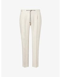 Corneliani - Pleat Drawstring Linen Trousers - Lyst