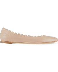Chloé Scallop Leather Ballet Flats - Natural