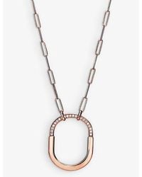 Tiffany & Co. - Tiffany Lock 18Ct Rose- And 0.43Ct Round-Brilliant Diamond Pendant Necklace - Lyst