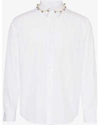 Simone Rocha - Bead-embellished Straight-point-collar Cotton-poplin Shirt X - Lyst