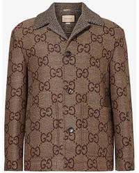 Gucci - Monogram-pattern Wide-collar Wool Jacket - Lyst