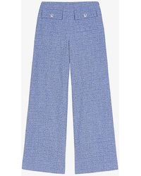 Maje - Mid-rise Wide-leg Tweed Stretch Cotton-blend Trousers - Lyst