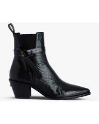 Zadig & Voltaire - Tyler Python-effect Leather Ankle Boots - Lyst