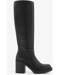 Dune - Tinaz Leather Block-heel Knee-high Boots - Lyst