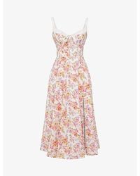 House Of Cb - Sabrina Floral-print Cotton-blend Midi Dress - Lyst